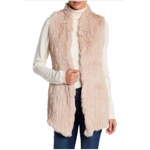 Love token long rabbit fur vest XS
